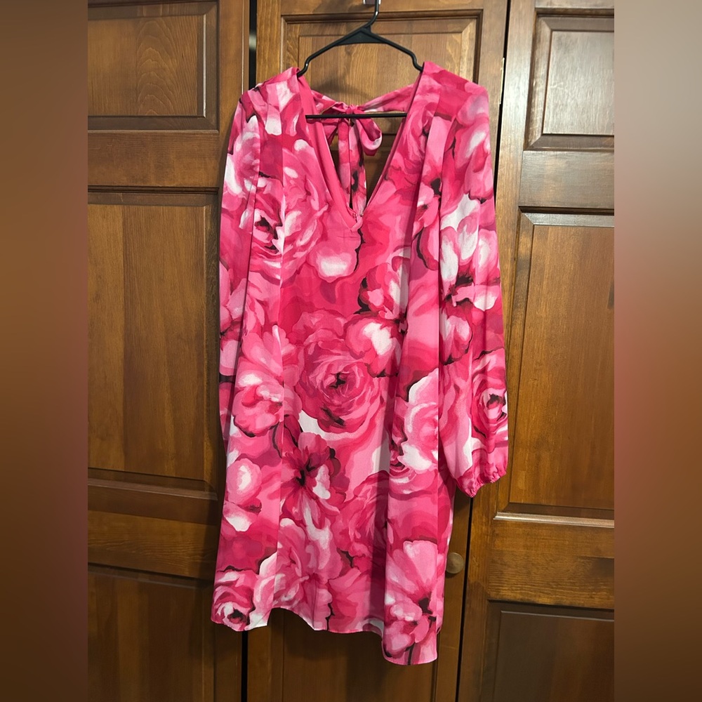 INC International Concepts Pink Floral Long Sleeve Dress